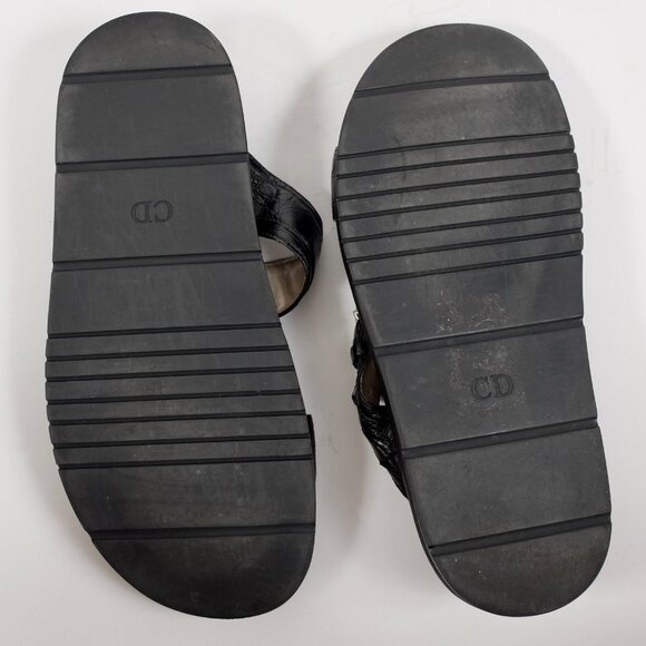 Dior Homme sandals shoes 43 US 10  black alligator crocodile CD buckle slides - Picture 3 of 11